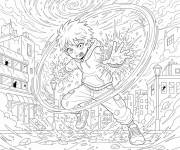Coloriage Gar&ccedil;on manga avec pouvoir sp&eacute;cial