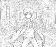 Coloriage Gar&ccedil;on manga faisant de la sorcellerie