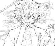 Coloriage Gar&ccedil;on manga Shinazugawa Sanemi