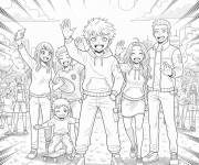 Coloriage Gar&ccedil;on style manga heureux avec ses amis