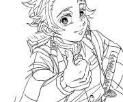 Coloriage Gar&ccedil;on Tanjiro Kamado d'anime