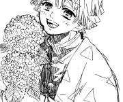Coloriage Gar&ccedil;on Zenitsu Agatsuma d'anime