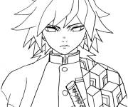 Coloriage Giyu Tomioka de l'anime et manga japonaise