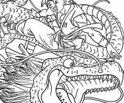 Coloriage Goku sur le dos du dragons pour gar&ccedil;ons