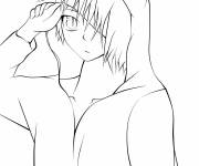 Coloriage Jeune homme de manga avec des oreilles de chat