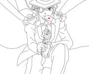 Coloriage Jeune homme de manga magicien