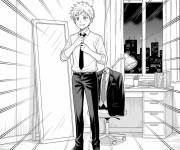 Coloriage Jeune mec de manga en cravate