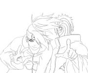 Coloriage Les deux gar&ccedil;ons Deidara Sasori et Tobi de manga japonaise