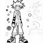 Coloriage Manga Gar&ccedil;on &agrave; motif