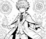 Coloriage Manga Gar&ccedil;on comme magicien