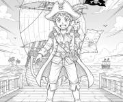 Coloriage Manga gar&ccedil;on pirate
