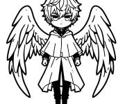 Coloriage Personnage masculin de manga avec ailes