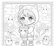 Coloriage Petit gar&ccedil;on de manga Kawaii