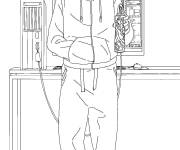 Coloriage Sc&egrave;ne de Gar&ccedil;on de manga portant des &eacute;couteurs