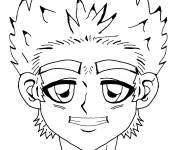 Coloriage T&ecirc;te de Gar&ccedil;on d'anime
