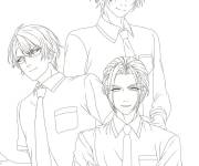 Coloriage Trois mecs de manga pour gar&ccedil;ons