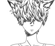 Coloriage Gar&ccedil;on avec des oreilles de chat