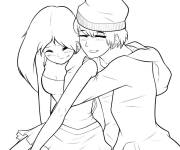 Coloriage Les amoureux de Manga