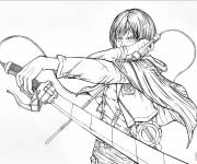 Coloriage Levi Ackerman au combat