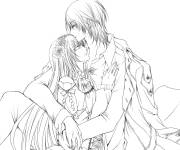 Coloriage Manga Amour