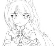 Coloriage et dessins gratuit Manga Fille Chat à imprimer