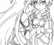 Coloriage et dessins gratuit Manga Kirito et Asuna à imprimer