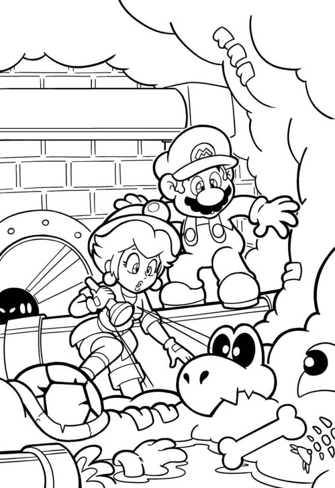 Coloriage et dessins gratuits Aventure de Mario et princesse Peach à imprimer
