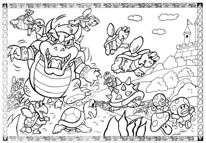Coloriage et dessins gratuits La bataille a commencé, ou est Super Mario? à imprimer