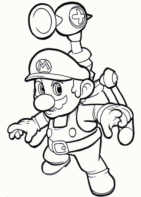 Coloriage Mario Bros en volant dessin gratuit à imprimer