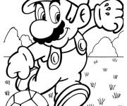 Coloriage Mario Bros joue le Football