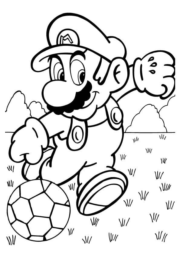 Coloriage et dessins gratuits Mario Bros joue le Football à imprimer