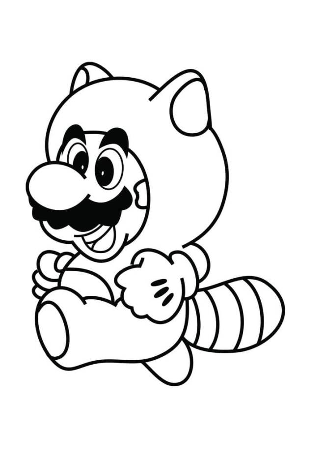 Coloriage et dessins gratuits Mario déguisé en raton à imprimer