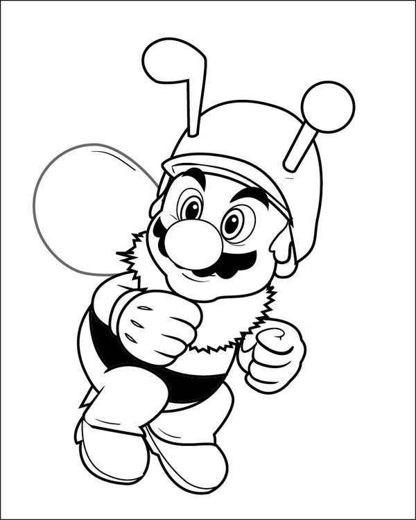 Coloriage et dessins gratuits Mario et abeille à imprimer