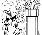 Coloriage et dessins gratuit Mario et plante carnivore à imprimer