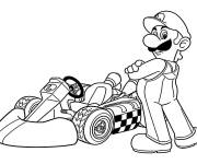 Coloriage Mario et sa voiture de course
