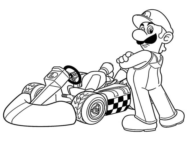 Coloriage et dessins gratuits Mario et sa voiture de course à imprimer