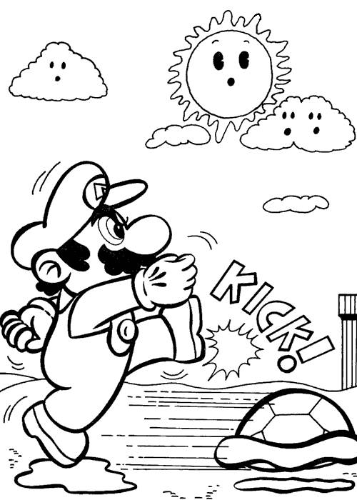 Coloriage et dessins gratuits Mario kick Koopa à imprimer