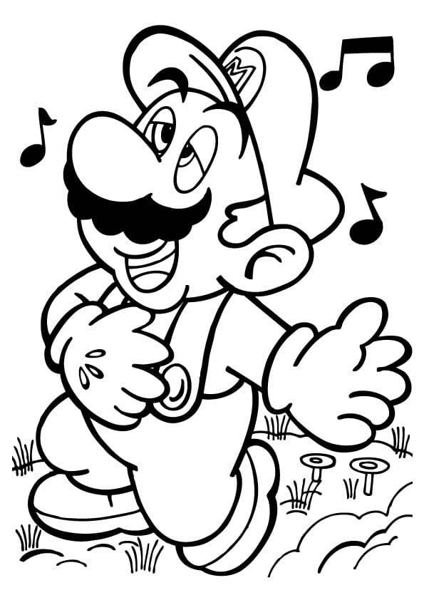 Coloriage et dessins gratuits Mario l'amoureux chante à imprimer