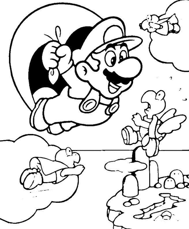 Coloriage et dessins gratuits Mario s'envole facile à imprimer