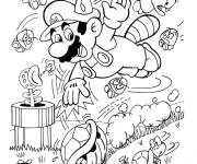 Coloriage Mario saute dans le ciel