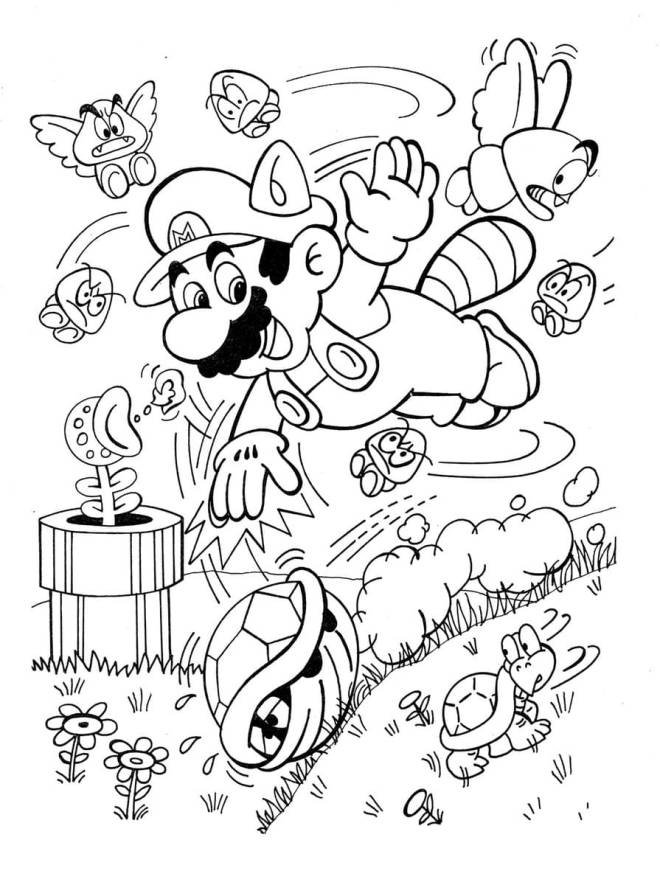 Coloriage et dessins gratuits Mario saute dans le ciel à imprimer