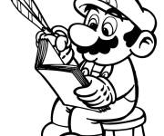 Coloriage Super Mario aime la lecture