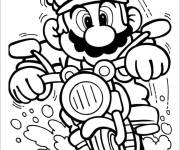 Coloriage Super Mario sur sa moto de course