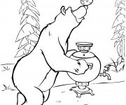 Coloriage L'ours Michka en train de jouer