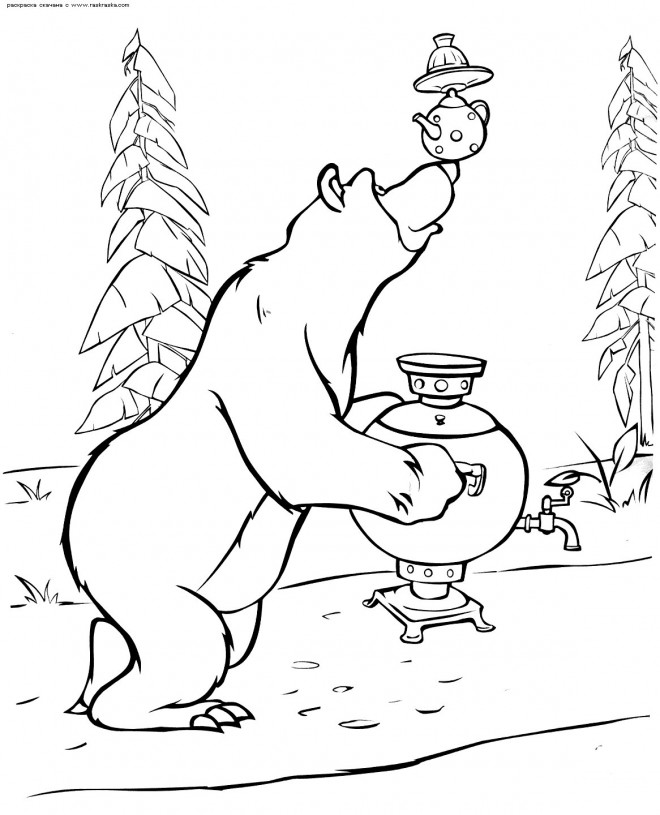 Coloriage et dessins gratuits L'ours Michka en train de jouer à imprimer