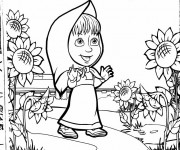 Coloriage et dessins gratuit Masha dans la nature à imprimer