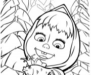 Coloriage Masha et le poisson
