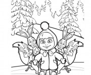 Coloriage et dessins gratuit Masha et les lièvres à imprimer