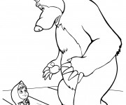 Coloriage Masha et Michka &agrave; t&eacute;l&eacute;charger
