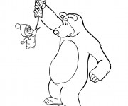 Coloriage Masha et Michka portent un fusil